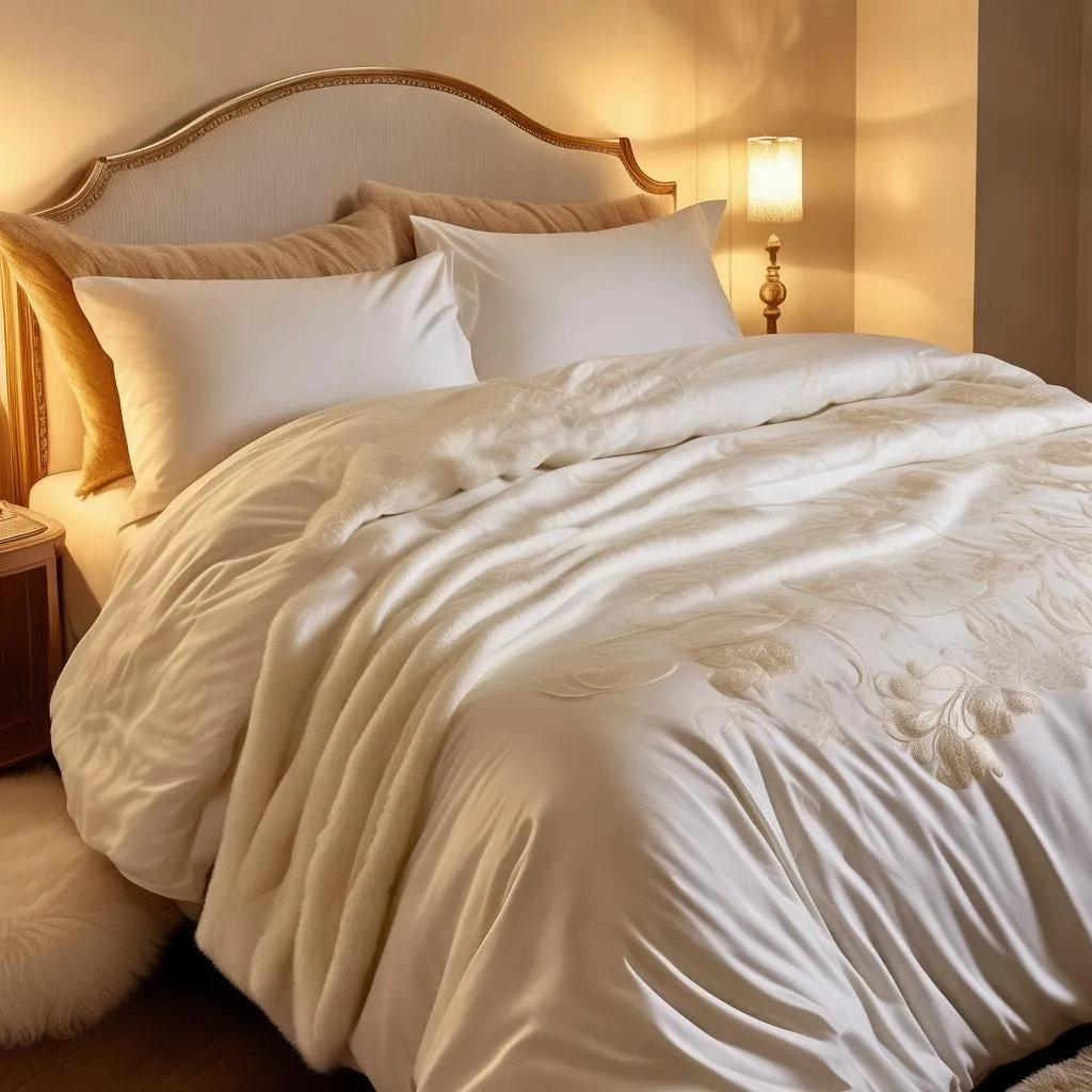 灰色加白蕾丝四件套：优雅睡眠，从细节开始