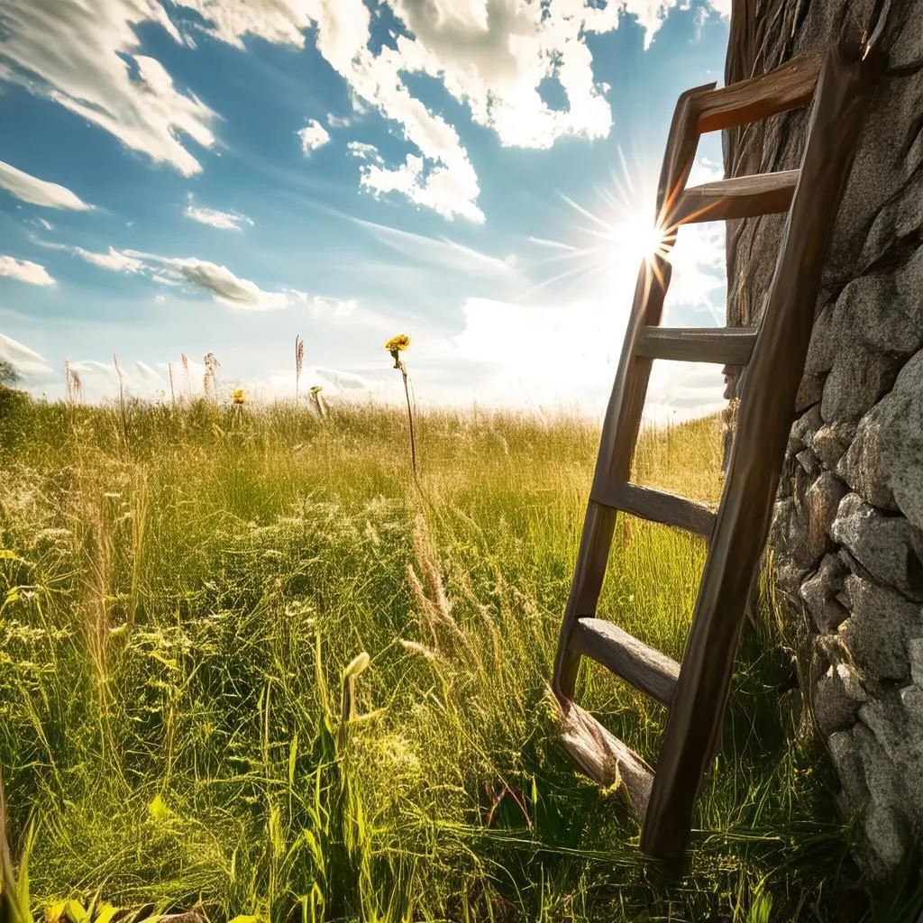 手绘黑白梯子，艺术与实用的完美结合，你的家居新选择！
