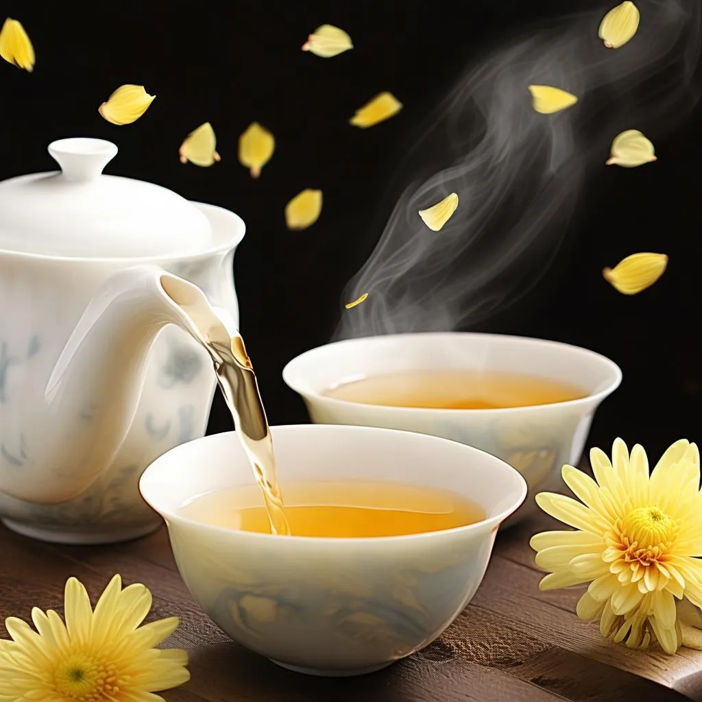 陶瓷杯菊花茶，品味生活，养生必备！