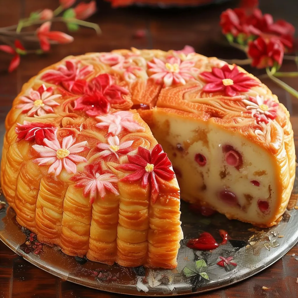 揭秘鲜花饼上的神秘红点：一口咬下，甜蜜满溢！