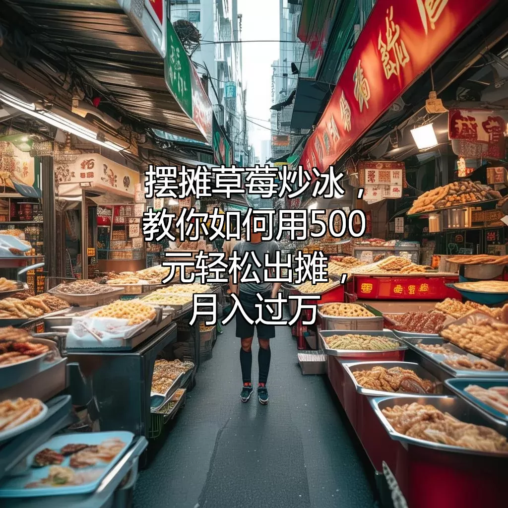 摆摊草莓炒冰，教你如何用500元轻松出摊，月入过万！